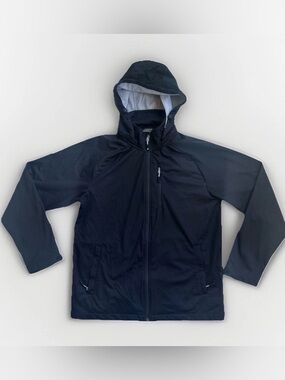 32 Degrees Men's Black Hooded Windbreaker Jacket Light Weight Medium